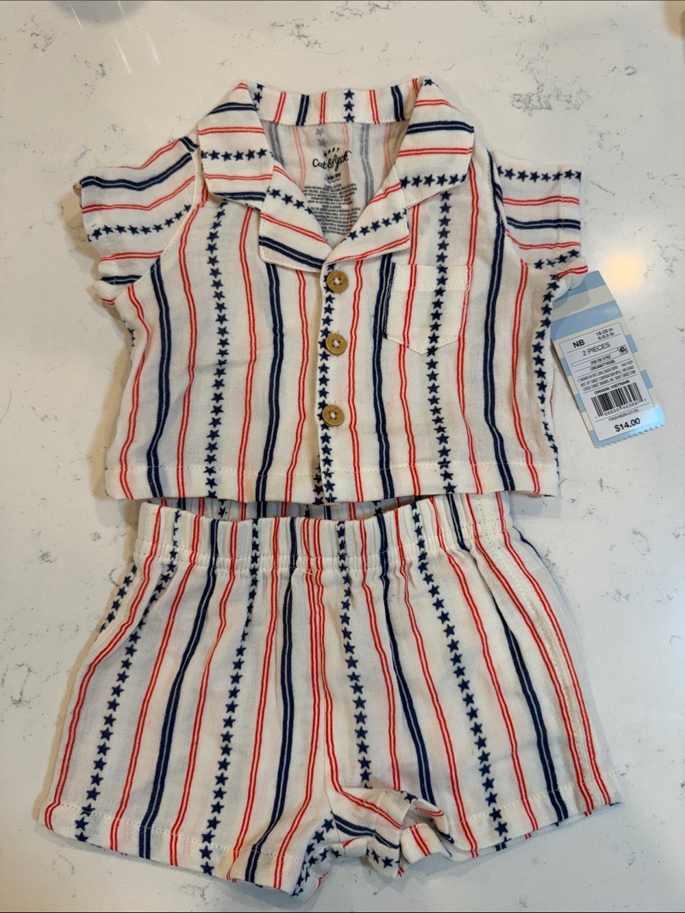 Cat & Jack Red, White & Blue Striped Stars Matching Set